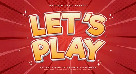 Let's Play 3d editable text effect Template Stock Illustration