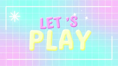 Lets play animated text lets play colorful cartoon background Stock Footage 257172880