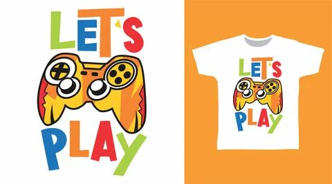 Let's play design vector with joystick illustration ready for print on tees. Stock-Illustration