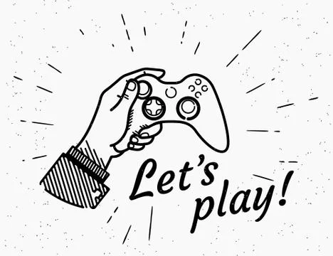 Lets play game console retro illustration Stock Illustration