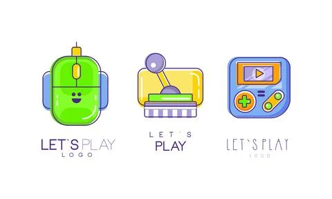 Lets Play Logo Design Collection, Video Game Controller Label Templates Vector 스톡 일러스트