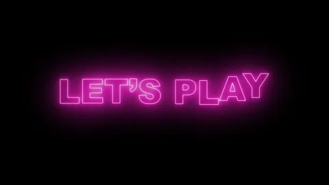 Let's play text font with neon light animation isolated on black background Stock Footage 320063565