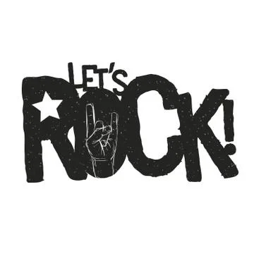Lets Rock Typographic Design Stock Illustration