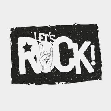 Lets Rock Typographic Design Stock Illustration