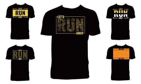 Let's Run Away Typography T Shirt Design Bundle. 스톡 일러스트