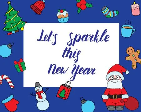 Let's sparkle this New Year, vector illustration. Positive greeting card Stock Illustration