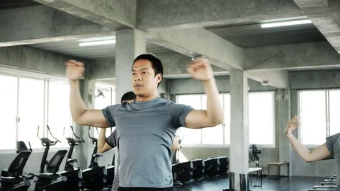 Let's start with a stretch to get fit. Stock Footage 103437518