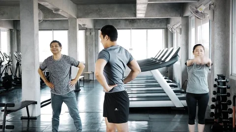 Lets stretch your body, old people. Stock Footage 103437590