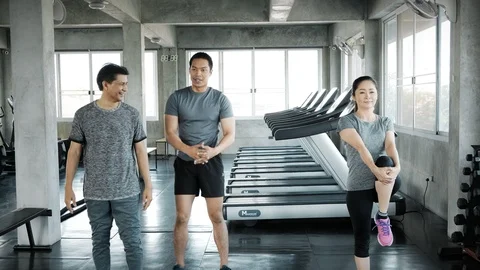 Lets stretch your knee, old people. Stock Footage 103437599