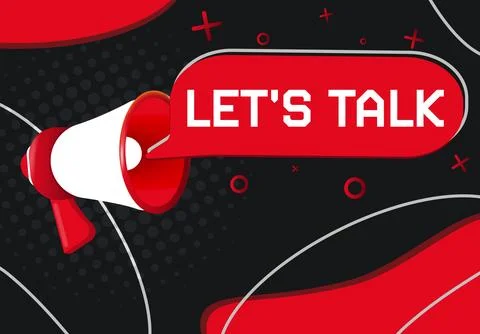 Let's Talk. Hand Holding Megaphone With Speech Bubble Stock Illustration