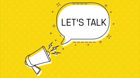 Let's talk. Megaphone and yellow speech bubble with quote. Blog management Stock-Footage 226819879