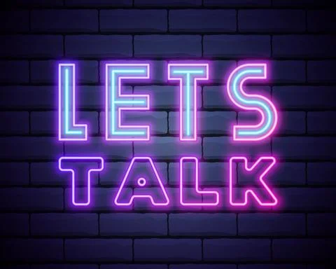 Let's talk neon signs vector. Lets talk text Design template neon sign, light Stock Illustration