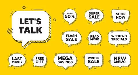 Lets talk tag. Connect offer sign. Offer speech bubble icons. Vector Stock Illustration