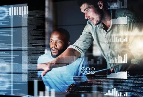 Lets test this algorithm. Shot of two programmers working together on a compu 写真素材