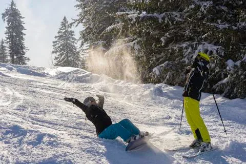 Lets throw the snow Stock Photos