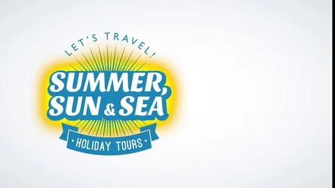 Lets travel holiday excursion summertime sun and sea written as unified mark Stock Footage 129851070