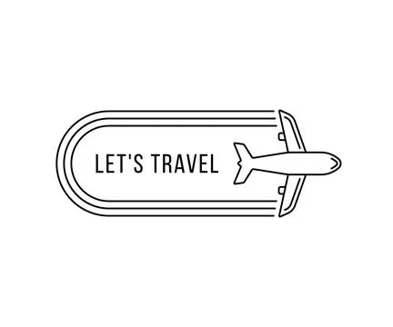 Lets travel icon with thin line plane Stock Illustration