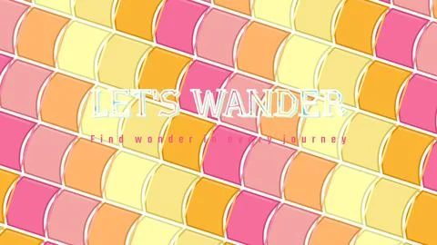 LET'S WANDER decorative word art mask with concentric spoke lattice pattern Stock Illustration