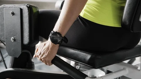Let's work that leg and let my watch track it. Stock Footage 103438718