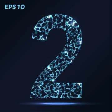 The letter 2 consists of points, lines and triangles. Vector illustration. Stock Illustration