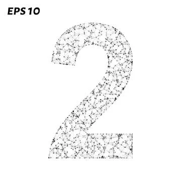 The letter 2 consists of points, lines and triangles. Vector illustration. Stock Illustration