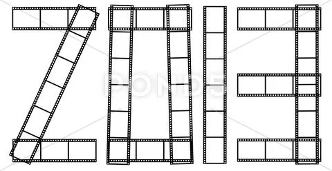 Letter 2013 from a film isolated on a white background. Stock Illustration