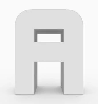 Letter A 3d cubic rounded white isolated on white Stock Illustration