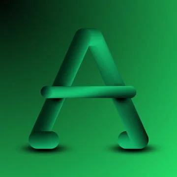 Letter A.3d gradient.Liquid effect.Fluid, dynamic,vibrant green color Stock Illustration