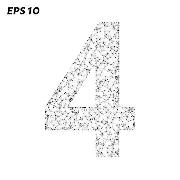 The letter 4 consists of points, lines and triangles. Vector illustration. Stock Illustration
