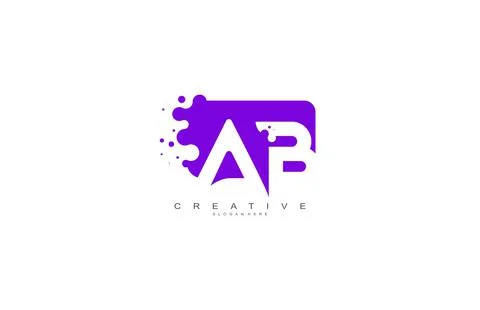 Letter AB Logo Design Vector with Abstract Square Shape Dots Stock Illustration