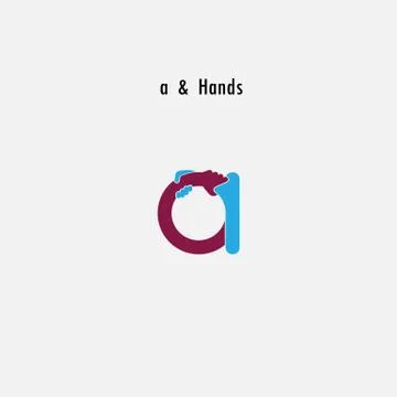 A- Letter abstract icon and hands logo design vector template.Business offer Stock Illustration