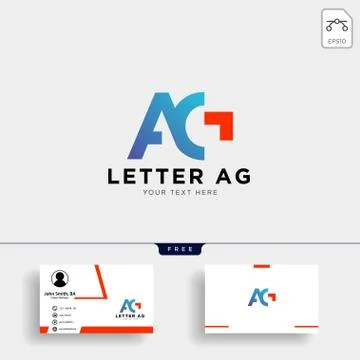 Letter AG or G creative logo template with business card template Stock Illustration
