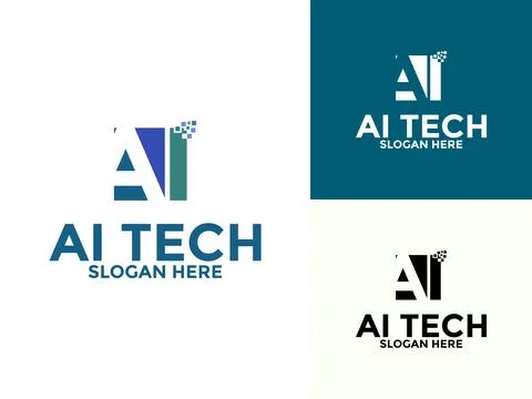 Letter "AI" Artificial intelligence Abstract Technology Analysis logo vecto.. Stock Illustration