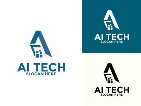 Letter "AI" Artificial intelligence Abstract Technology Analysis logo vecto.. Stock Illustration