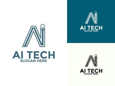 Letter "AI" Artificial intelligence Abstract Technology Analysis logo vecto.. Stock Illustration
