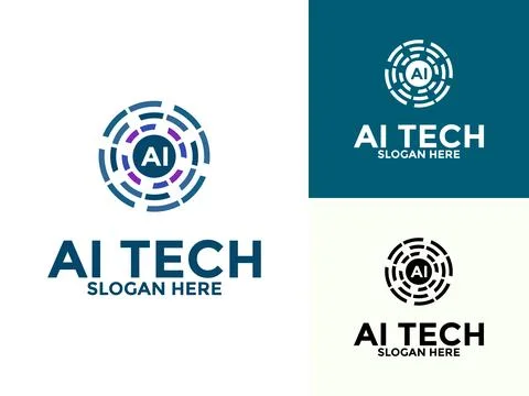 Letter "AI" with Circle Tech logo, Technology Analysis , Artificial intelli.. Illustrazione stock