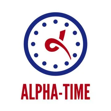 Letter alpha and clock Stock Illustration