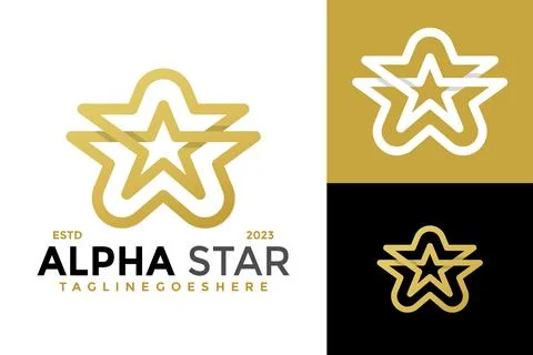 Letter A Alpha Star logo design vector symbol icon illustration Stock Illustration