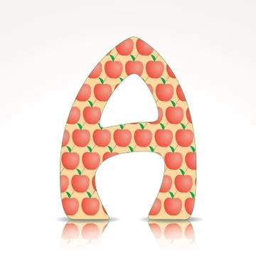 The letter a of the alphabet made of apple Stock Illustration