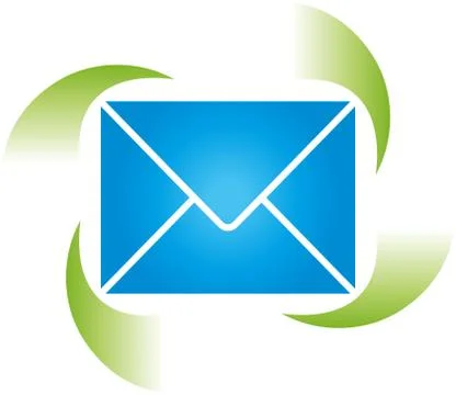 Letter and arrows, e-mail in motion, logo Illustrazione stock