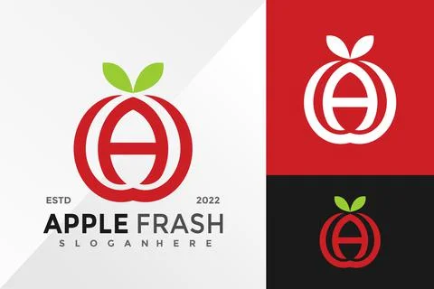 Letter A Apple Logo Design Vector illustration template 스톡 일러스트
