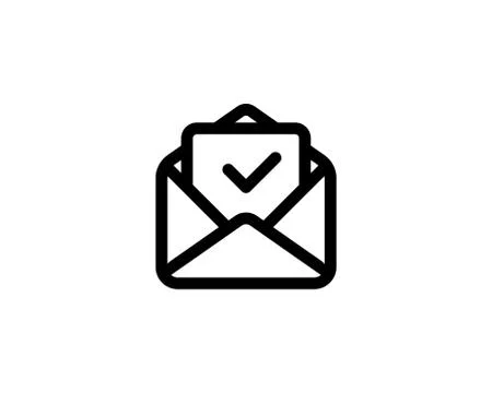 Letter approved line icon. Envelope with paper sheet with check mark. Envelop Stock Illustration