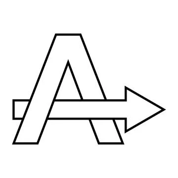 Letter A arrow right indicates path, Logo letter A arrow Stock Illustration
