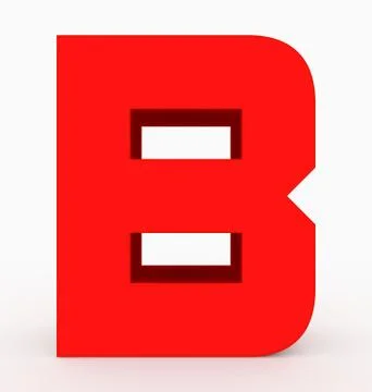 Letter B 3d cubic rounded red isolated on white Stock Illustration