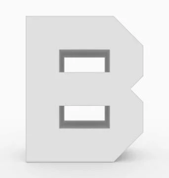 Letter B 3d cubic white isolated on white Illustrazione stock