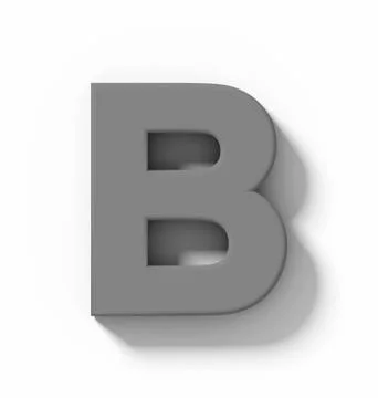 Letter B 3D medium gray isolated on white with shadow - orthogonal projection Stock Photos
