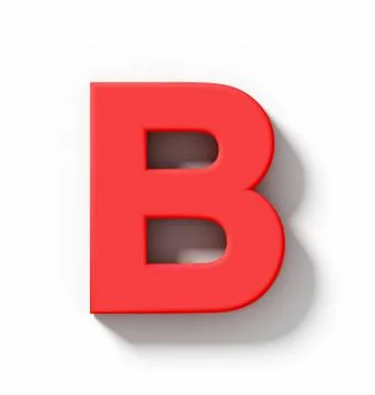 Letter B 3D red isolated on white with shadow - orthogonal projection Stock Illustration