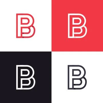 Letter B and P vector line logo design template Stock Illustration