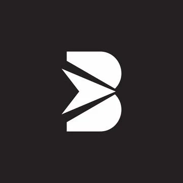 Letter b arrow slice simple geometric logo vector Stock Illustration