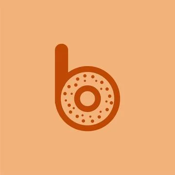 Letter B Bagel Bread Icon, Bakery Alphabet Symbol for Food Design and Illus.. Stock Illustration